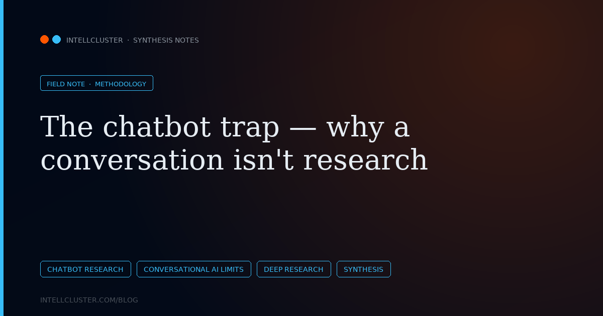 Cover art for The chatbot trap — why a conversation isn't research